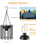 Bright Solar Lanterns Outdoor Waterproof Hangable Lights with metal hook, solar panel, and brighter LED bulb details