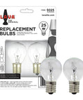 Original 25 Watt Incandescent Replacement Bulbs For Classic Lamp White 2 Pack package and two bulbs displayed