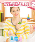 Teacher using Hands On Geometry Kit with 12 geometric solids and folding nets, multicolored 3D shapes and 2D cards for math learning.