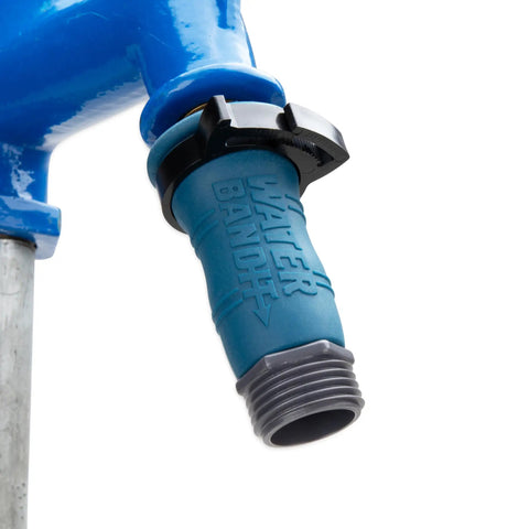 Water Bandit Hose Fitting Repair Tool With Flexible Silicone-Polymer Sleeve And ABS Male Connection on faucet.