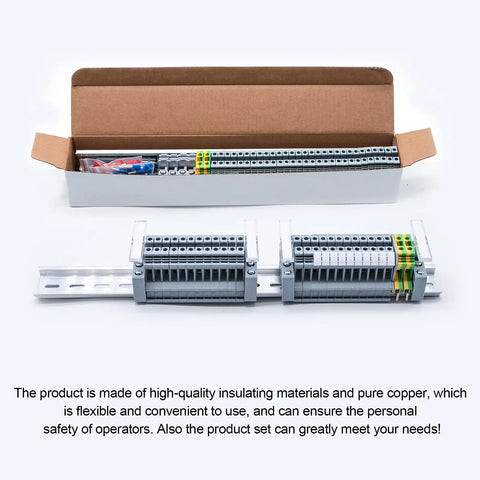 Rail Mounted Terminal Block Kit for Electrical Panels, Combined Rail Type Voltage Terminal Accessories In Gray, Easy Install, open box view