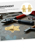 Stylish Vintage Zinc Alloy Duckbill Toggle Latch Set With All Mounting Hardware For Upgrading Wooden Jewelry Boxes And Cabinets In Super Cool Golden Finish You Will Love on a workbench with tools.