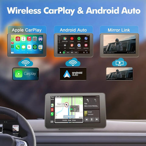 Wireless CarPlay And Android Auto 7 Inch HD Touch Screen Car Stereo dashboard display with Apple CarPlay and Android Auto