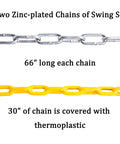 Zinc-plated 66-inch swing chains, 30-inch thermoplastic cover, part of Heavy Duty Swing Seat With 66 Inch Chains For Outdoor Playground Use