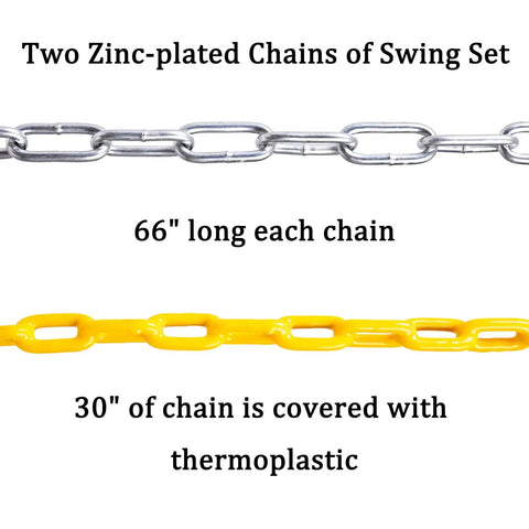 Zinc-plated 66-inch swing chains, 30-inch thermoplastic cover, part of Heavy Duty Swing Seat With 66 Inch Chains For Outdoor Playground Use
