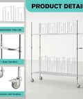 No Sweat Setup Heavy Duty Wire Cart Smooth Rolling 2 Tier cardboard box storage rack with 8 detachable intervals and wheels.