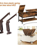 Antique Copper Lid Support Hinges With Spring For Coffee Tables Lift Assist Hardware 7.9 Inch 2 Pack in open position