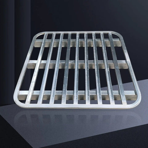 Rugged As Nails Steel Forklift Pallets Built Heavy Duty For Warehouse Storage Platform With Sure Grip Anti Slip Metal Grid top view.