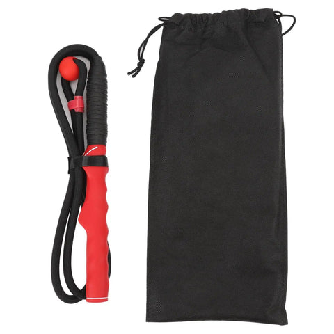 Golf Swing Training Rope With Ergonomic Grip For Beginners, Warm Up Aid And Posture Corrector next to black storage bag