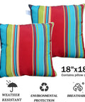 Two Outdoor Throw Pillows 18x18 With Cover And Inserts Included Striped Water Resistant Cushions For Patio Furniture Decor Fade And UV Resistant Polyester Cover Hidden Zipper Indoor Outdoor Use