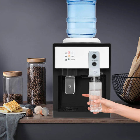 Top Loading Hot And Cold Desktop Water Dispenser With 500W Heating And 75W Cooling Delivers 1.32 Gal Per Hour Hot Water 110V US Plug White Water Cooler dispensing water