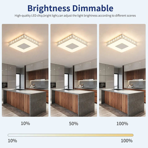 14 Inch Crystal Flush Mount Ceiling Light LED Close To Ceiling Fixture Modern Dimmable Crystal Chandelier lighting levels in a kitchen