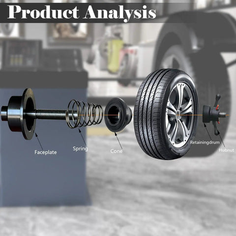 Universal Wheel Balancer Taper Cone Set Four Piece Kit Made From Heavy Duty Carbon Steel showing components for wheel balancing.