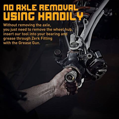 Person using 39mm Wheel Bearing Greaser Tool For Can Am Maverick X3 And MAX Turbo RR 2017 2022 OEM 293350109 on wheel hub