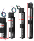 Smooth Rock Solid Linear Bearing CNC Sliding Table Rail XY Stage Kit With Drive showing four different heights in millimeters