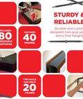 Drywall Picture Frame Hanging Kit With 80 TapTacks For Quick Tool Free Mounting Of Wooden Frames And Canvases Hang 40 Pictures