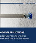 Ribbed Nylon Wall Anchors Set One And One Quarter Inch With Screws Blue For Drywall And Concrete Sizes Ten To Twelve mounted on wall