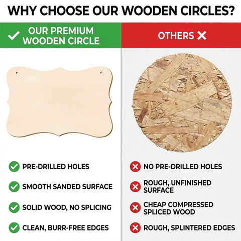 Pack Of 12 Unfinished Rectangular Wood Plaques Measuring 8.8 By 5.7 Inches With Free Burlap Twine For Diy Craft Painting Or Wood Burning comparison of premium wood plaque vs. inferior quality board.