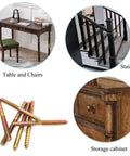 12 Pack 1/4 20 X 3 Inch Hanger Bolts For Furniture, Double Ended Wood Dowel Screws, shown with table, staircase, cabinet