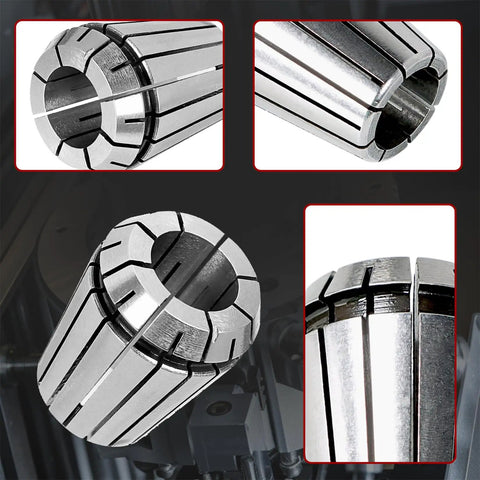 Close-up of ER32 Collet Set 19Pcs For CNC Engraving And Milling Lathe Tools 2mm To 20mm Range With Precision Ground Collets
