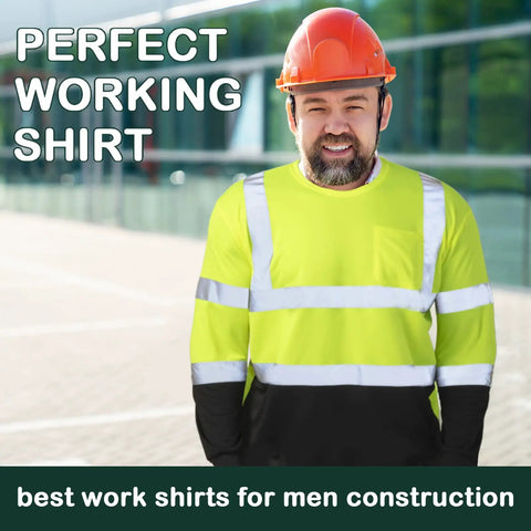 6 Pack Class 3 High Visibility Long Sleeve Safety Shirts With Reflective Strips And Pocket Wicking Breathable Hi Vis Workwear Size XL