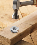 1/4-20 T-nuts, 304 stainless steel, four-pronged for wood, 25-pack, close-up view