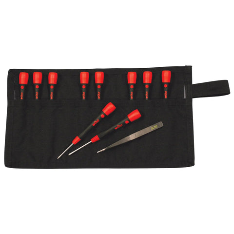 Pro Grade Smartphone Repair Kit With 11 Piece Micro Screwdriver Set for Tiny Phone Fixes on black roll-up pouch