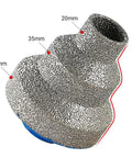 Three Step Diamond Hole Saw Set For 20mm 35mm And 55mm Holes Tapered Diamond Drill Bits For Stone Marble And Rock Universal Round Hole Opening Tool With Pagoda Style Size Increments And Pro Grade Performance shown in a close-up view.