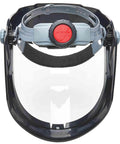 Front view of MAXVIEW Premium Face Shield with 370 Speed Dial Headgear, clear tint, oversized window for big visibility, ANSI Z87 1 rated.