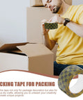 Man using Plaid Pattern Shipping Tape 2 Rolls Adhesive Sealing Packing Tape with Black Yellow Grid Design for small business projects.