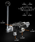 Kick Off Hydraulic Directional Control Valve For Log Splitters, 18 GPM Flow, 3000 PSI Max, Heavy Duty Cast Iron Construction