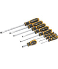 9 Piece Slotted Dual Material Screwdriver Set In Foam Storage Tray With Non-Slip Black Oxide Tips, Ergonomic Tri-Lobed Handles