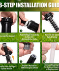 6-step installation guide for 8 Pack Pop Up Sprinkler Heads Featuring Spare Nozzles For Comprehensive Lawn And Garden Irrigation.