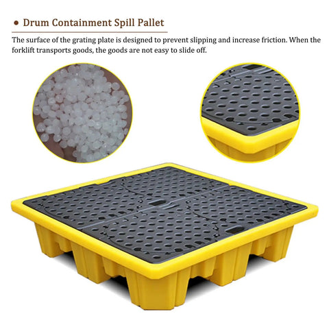 Stackable Industrial Drum Spill Pallet With Drain Modular Workhorse Heavy Duty Containment Platform in yellow steel