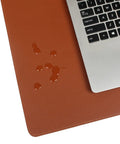 Large Pu Leather Desk Pad Blotter 36x17 Inch Waterproof Non Slip Writing Desktop Protector Mat with water droplets and laptop corner