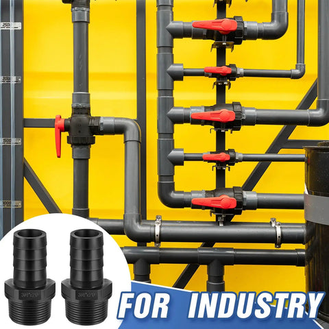 Go To Pool PVC Fittings Kit Barbed Hose Adapters With NPT Male Threads Three Quarter Inch For Industrial Tubing Portable Water Garden Kitchen And Pool Pumps Black 4 Pack, installed on PVC pipe system