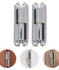ShowerOro 2-pack zinc alloy interior door hinges, rust- and moisture-resistant, silver finish with smooth shaft.