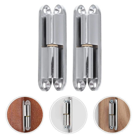 ShowerOro 2-pack zinc alloy interior door hinges, rust- and moisture-resistant, silver finish with smooth shaft.