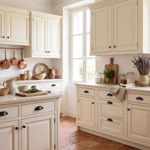 Modern kitchen showcasing Twelve Pack 2.5 Inch Matte Black Cup Pull Cabinet Handles Built Tough Zinc Alloy Drawer Hardware.