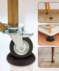 Solid Silicone Caster Cups No Slip Furniture Wheel Stoppers For All Floors And Wheels On Sofas Chairs And Beds Prevent Scratches Set Of 8, showing close-up and installed views on various floor types.