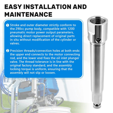 Quick Swap Plunger Rod 24B825 For 290Cc Airless Paint Sprayers showing precision threads and connection points for installation.