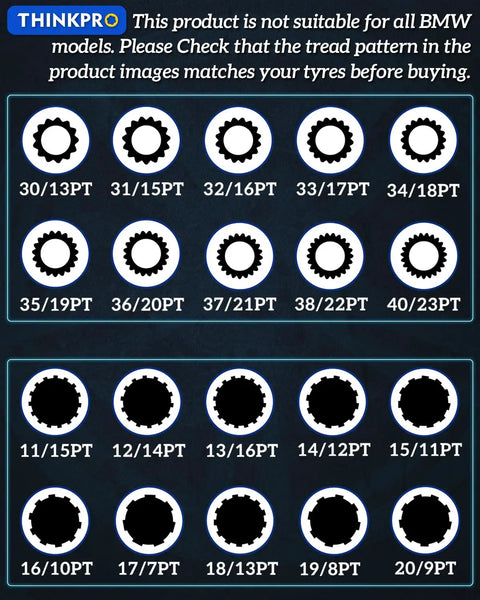 Wheel Lock Removal Kit For BMW 21 Piece Wheel Lock Key Set With Anti Theft Nut Socket patterns and sizes illustration