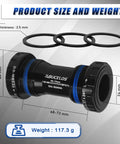Bottom Bracket For Bikes: Threaded Or Pressfit BSA 68-73mm, steel bearings, black finish, product size and weight, 117.3g