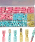 112 Piece Heat Shrink Spade Connectors Kit With Waterproof Marine Grade Terminals Easy Quick Connect Spade Wire Connectors For Auto And Boat Wiring Durable Tin Copper Crimp Set