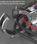 Multiple Angle Adjustable Wire Guide Roller With Reinforced Steel Bracket For Cable Routing And Bridge Wire Pulling In Commercial Conduit Layout, stainless steel 65mm ring opening, 330° rotation, installed on cables