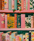 5D Diamond Painting Kit For Adults Bookshelf Diamond Art For Beginners Fun Relaxing DIY Full Round Drill Paint By Diamonds Dot Gem Art For Adults Home Wall Decor 12x16 Inch, colorful floral bookshelf design.