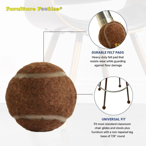 PreCut Tennis Ball Furniture Glides For Chairs And Tables Brown 200 Count with durable felt pads for scratch defense.