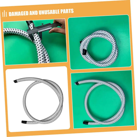 Garment Steamer Hose With High Temperature Resistant Steam Tube for Steam Iron shown with measurements and coiled views