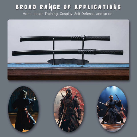 Polypropylene Katana Training Sword Set with Dope Display Stand Non Sharp Samurai Blade for Safe Practice Realistic Look