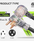 Heavy Duty 25 Foot Welder Extension Cord 250V 30A 10 AWG STW NEMA 6-50 With LED Indicator Copper Wire plug connectors